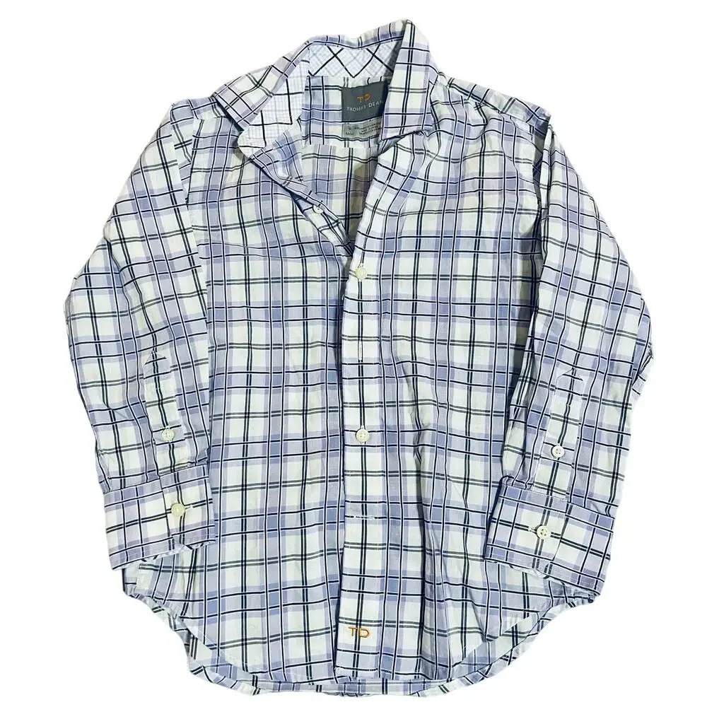 NWOT Thomas Dean Size 5 Girl Toddler‎ Plaid Purple White Long Sleeve Button Up